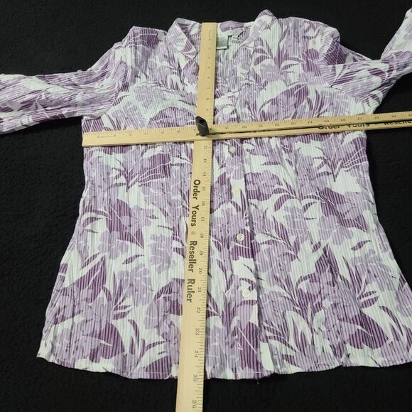 Fred David Petites Womens Button Up Blouse Multicolor Size PM Polyester Blend - Picture 3 of 12